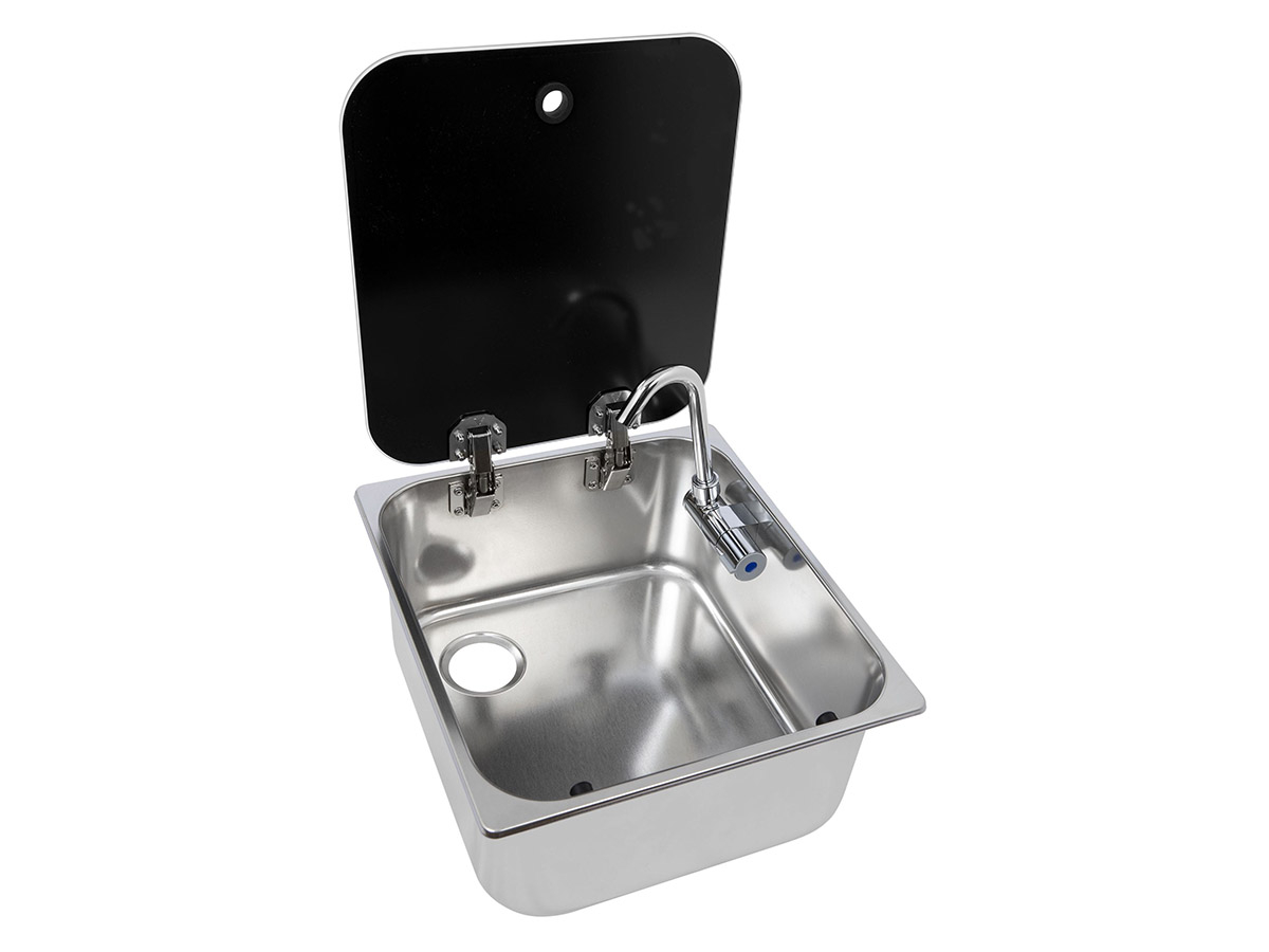 NavyLoad 35 x 32 cm Waschbecken mit Glasplatte