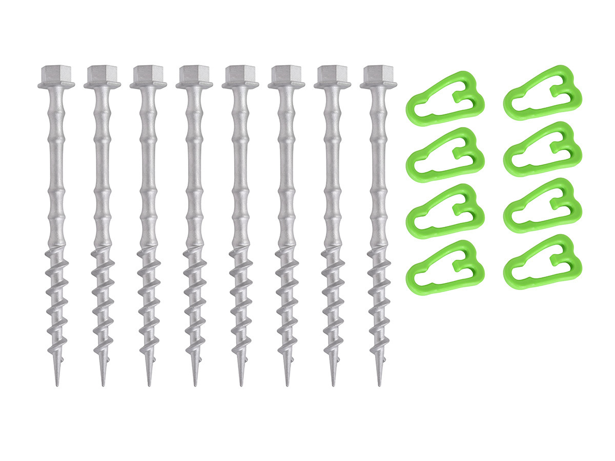 Obelink Alphagrip Aluminium-Schraubheringe mit Heringclips 20 cm - 8er-Set