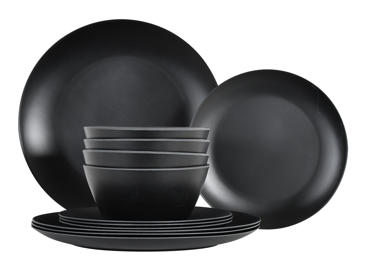 Obelink Matt Black Geschirrset - 12-teilig
