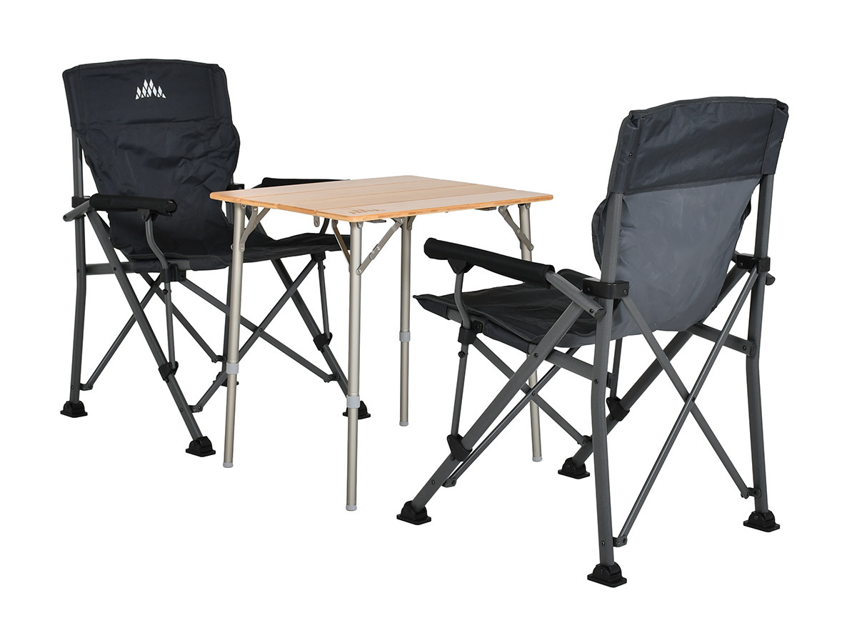 Obelink Bamboo Compact 65 und Chairman Anthracite Tisch mit Faltstühle