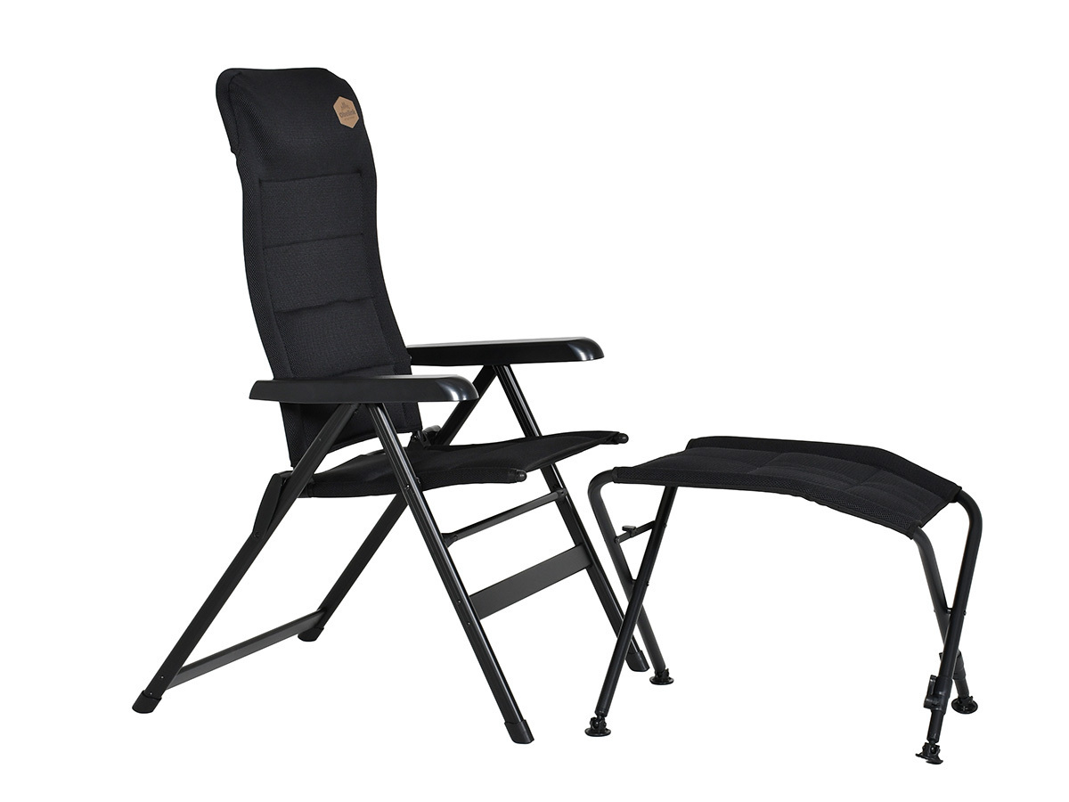 Obelink Ambassador Klappstuhl mit Beinauflage - Black